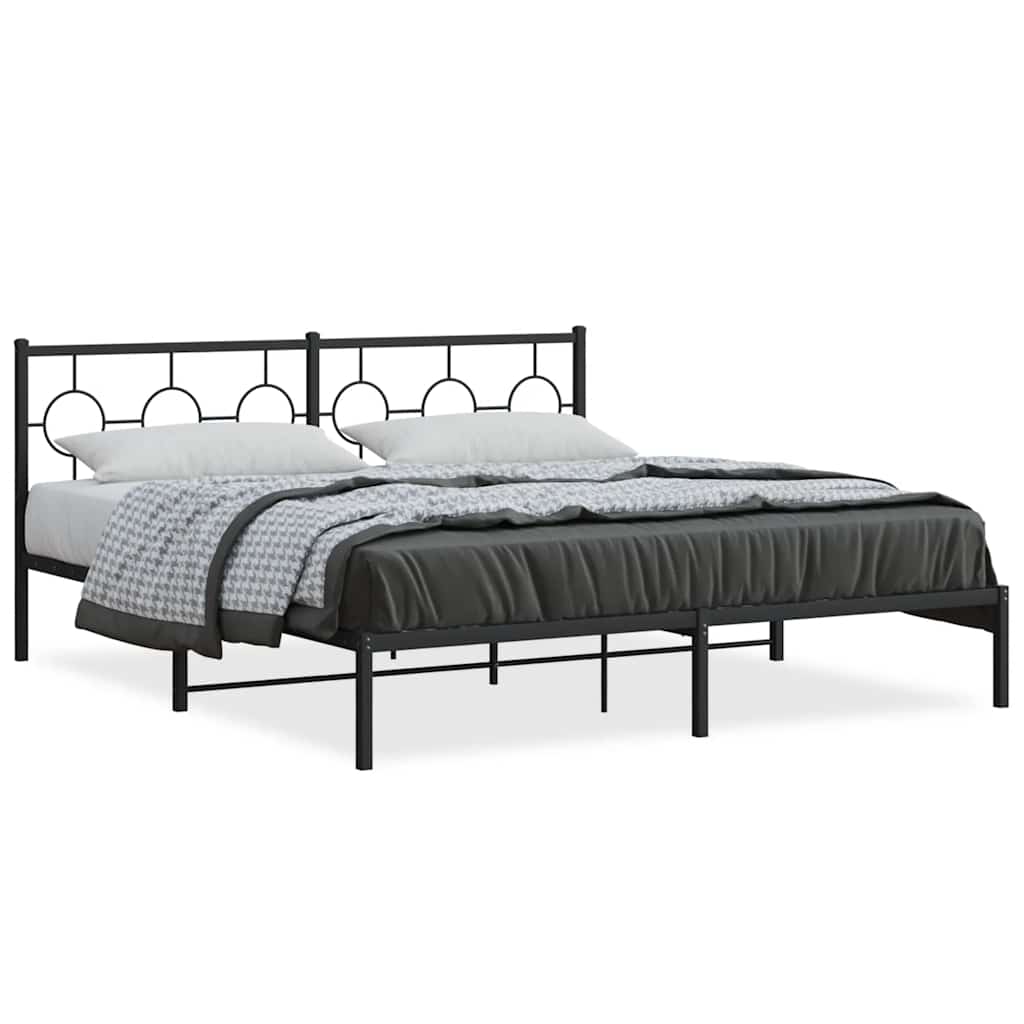 vidaXL Cadru de pat metalic cu tăblie, negru, 183x213 cm