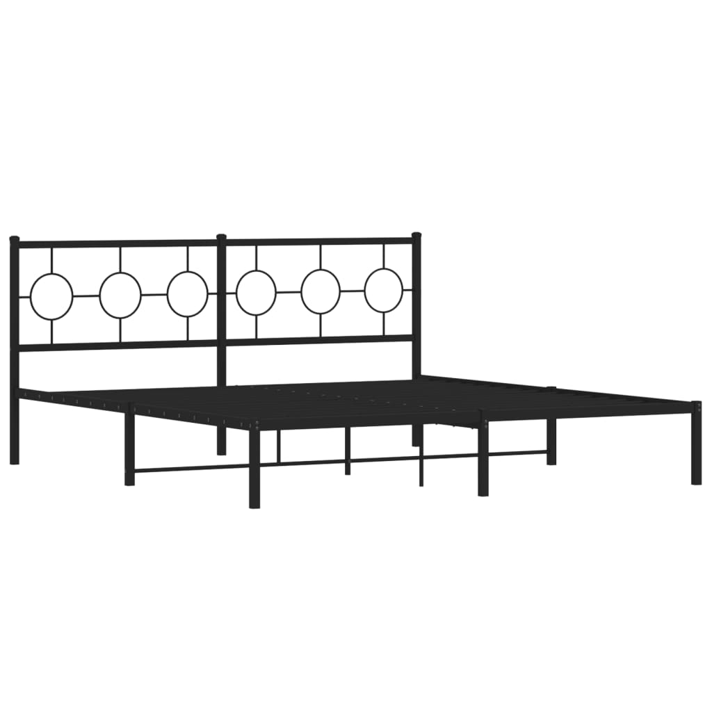 vidaXL Bedframe met hoofdbord metaal zwart 183x213 cm afbeelding