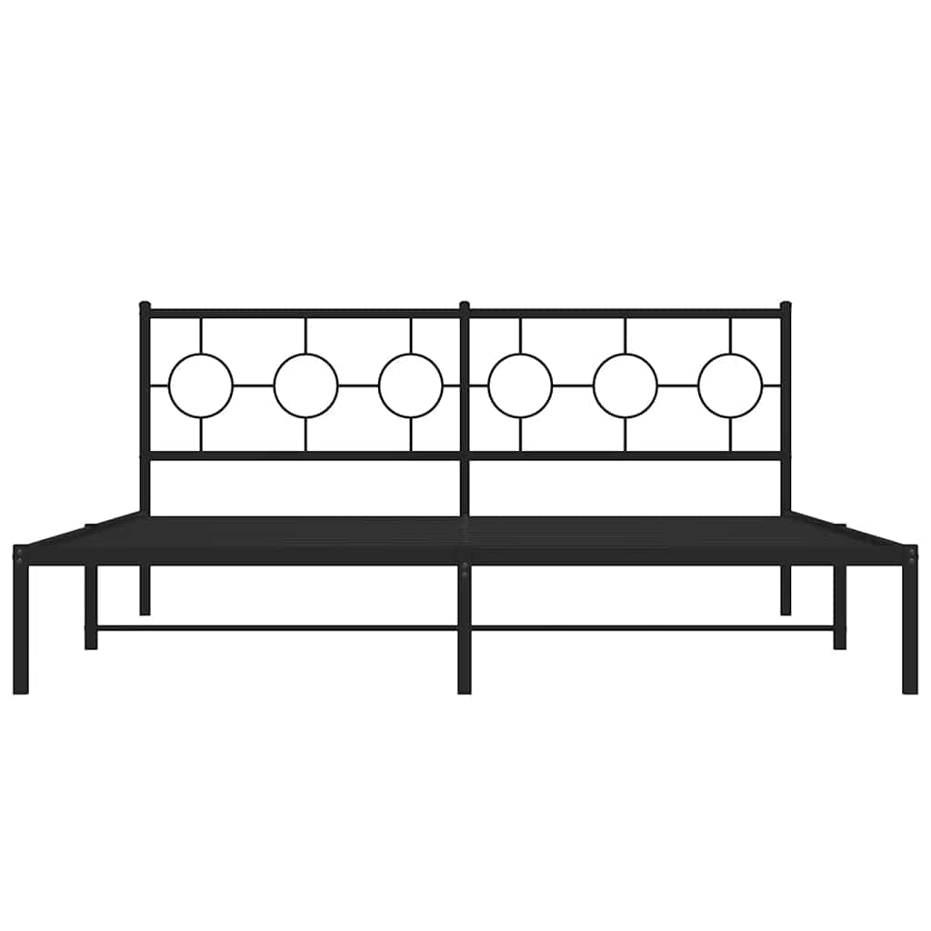vidaXL Bedframe met hoofdbord metaal zwart 183x213 cm, foto 4