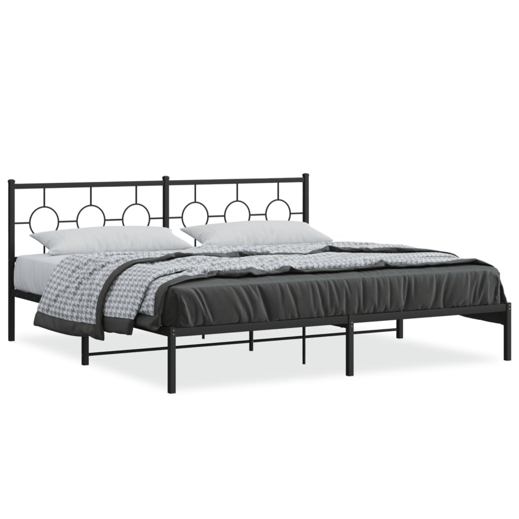 vidaXL Bedframe met hoofdbord metaal zwart 193x203 cm, foto 3