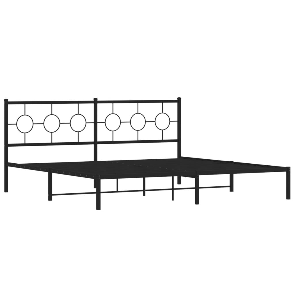 vidaXL Bedframe met hoofdbord metaal zwart 193x203 cm afbeelding