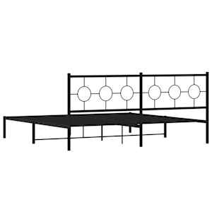 Kovový rám postele s čelem černý 200 x 200 cm - obrázek 7
