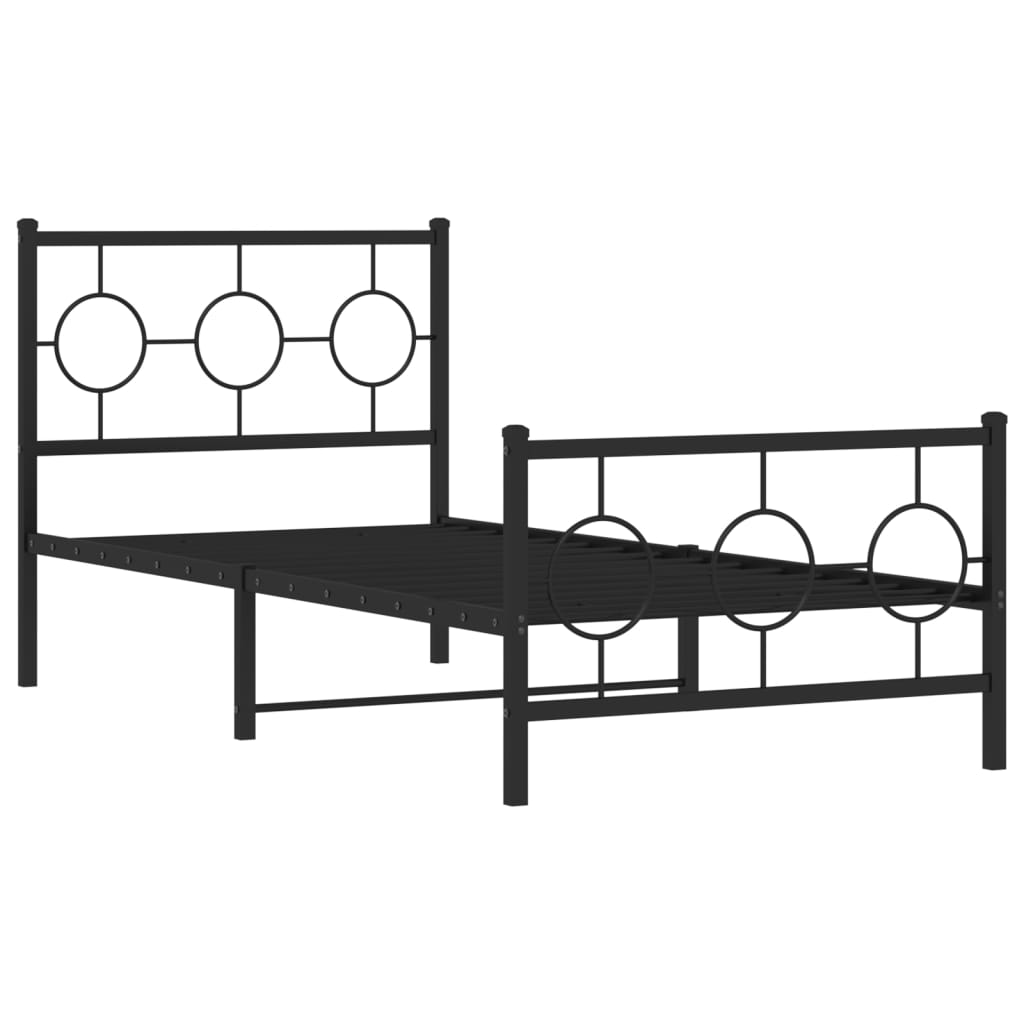 vidaXL Bedframe met hoofd- en voeteneinde metaal zwart 90x200 cm afbeelding