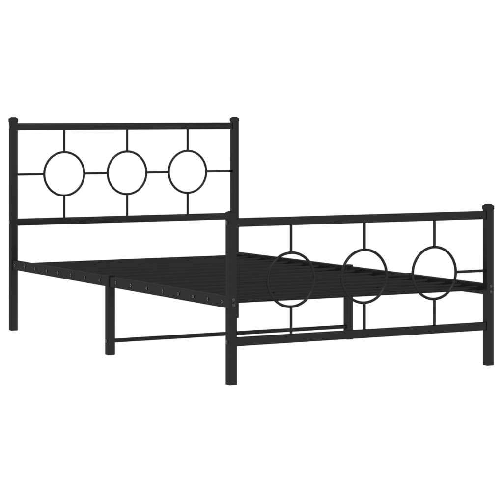 vidaXL Bedframe met hoofd- en voeteneinde metaal zwart 107x203 cm afbeelding