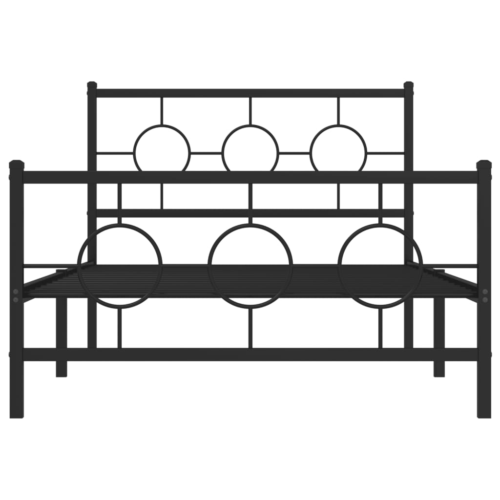 vidaXL Bedframe met hoofd- en voeteneinde metaal zwart 107x203 cm, foto 4