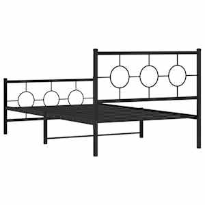 Kovový rám postele s hlavovým a nožním čelem černý 107 x 203 cm - obrázek 7