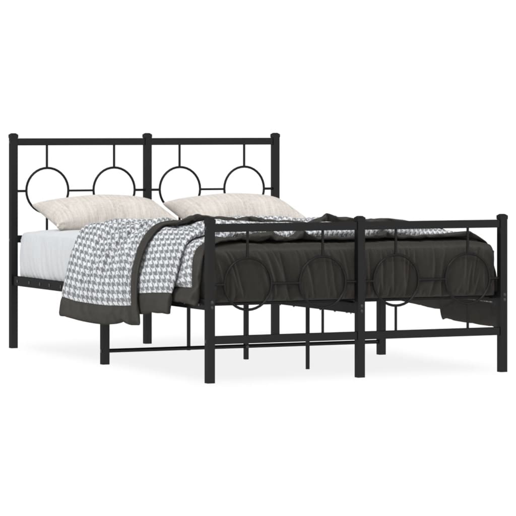 vidaXL Bedframe met hoofd- en voeteneinde metaal zwart 120x190 cm, foto 3