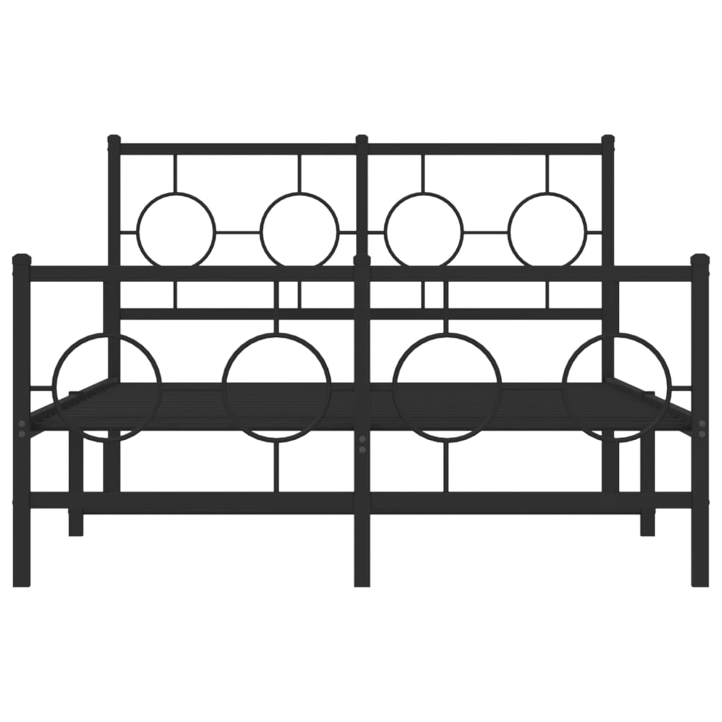 vidaXL Bedframe met hoofd- en voeteneinde metaal zwart 120x190 cm, foto 4