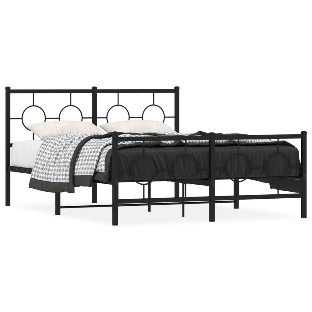 vidaXL Bedframe met hoofd- en voeteneinde metaal zwart 140x190 cm, foto 3