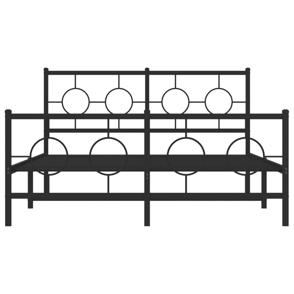 vidaXL Bedframe met hoofd- en voeteneinde metaal zwart 140x190 cm, foto 4