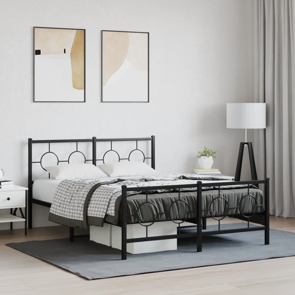 Sengeramme Med Sengegavl Og Fodgærde Metal - Sort / Med Hovedgærde Og Fodgærde / 140 x 190 cm