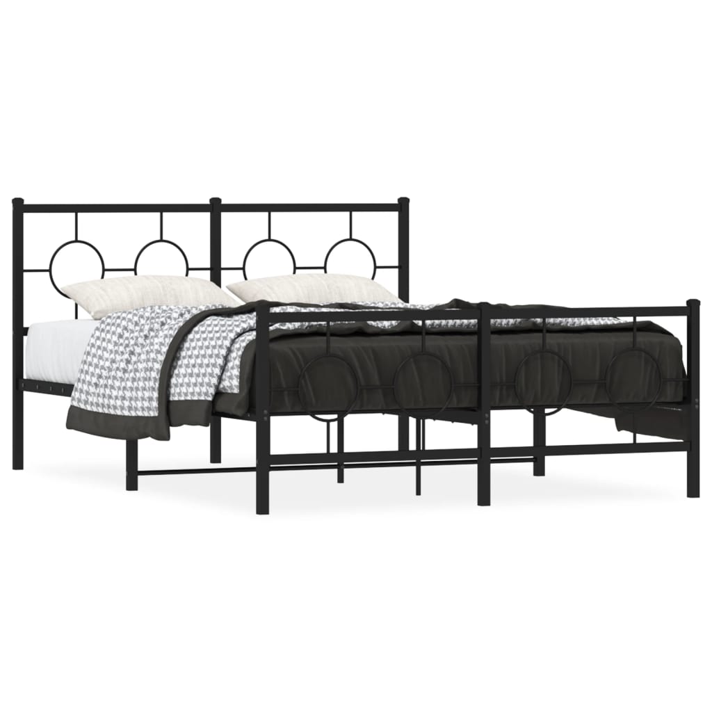 vidaXL Bedframe met hoofd- en voeteneinde metaal zwart 140x200 cm, foto 3