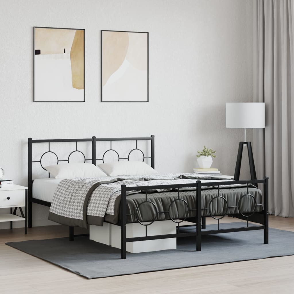 Sengeramme Med Sengegavl Og Fodgærde Metal - Sort / Med Hovedgærde Og Fodgærde / 140 x 200 cm