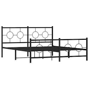 Kovový rám postele s hlavovým a nožním čelem černý 150 x 200 cm - obrázek 3
