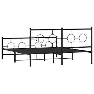 Kovový rám postele s hlavovým a nožním čelem černý 150 x 200 cm - obrázek 7