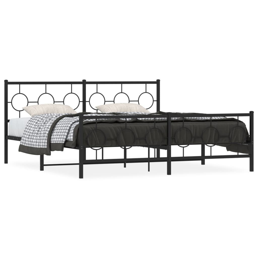 vidaXL Bedframe met hoofd- en voeteneinde metaal zwart 183x213 cm, foto 3