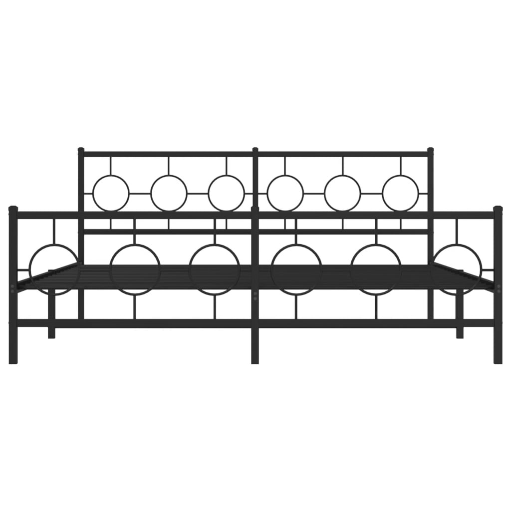 vidaXL Bedframe met hoofd- en voeteneinde metaal zwart 183x213 cm, foto 4