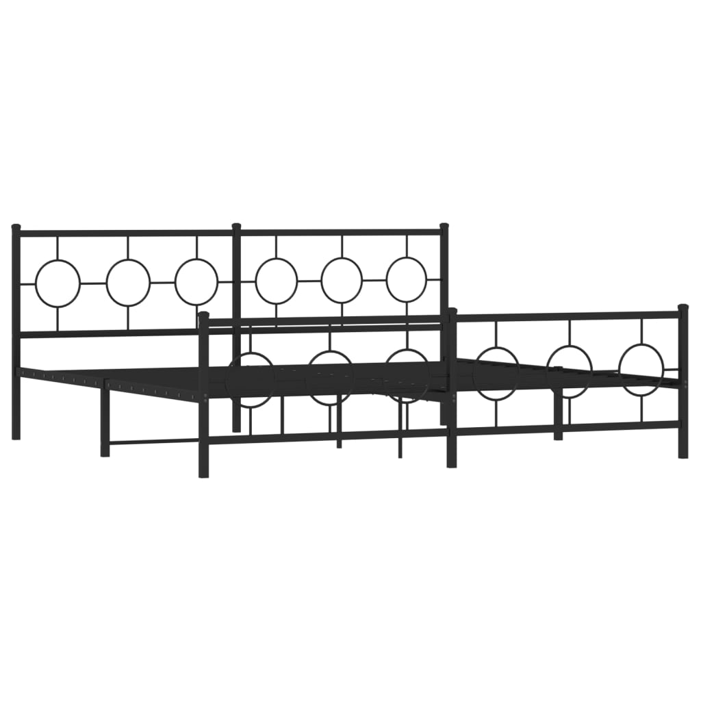 vidaXL Bedframe met hoofd- en voeteneinde metaal zwart 200x200 cm afbeelding