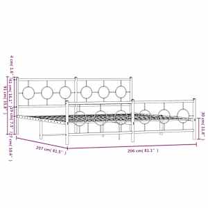 Kovový rám postele s hlavovým a nožním čelem černý 200 x 200 cm - obrázek 10