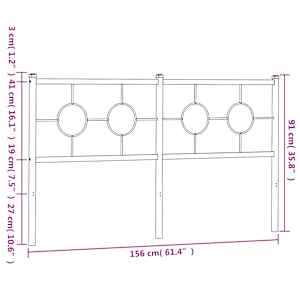 Kovové náhradní čelo postele černé 150 cm - obrázek 7
