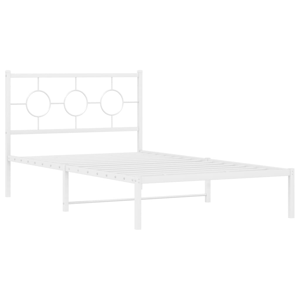 vidaXL Bedframe met hoofdbord metaal wit 107x203 cm afbeelding