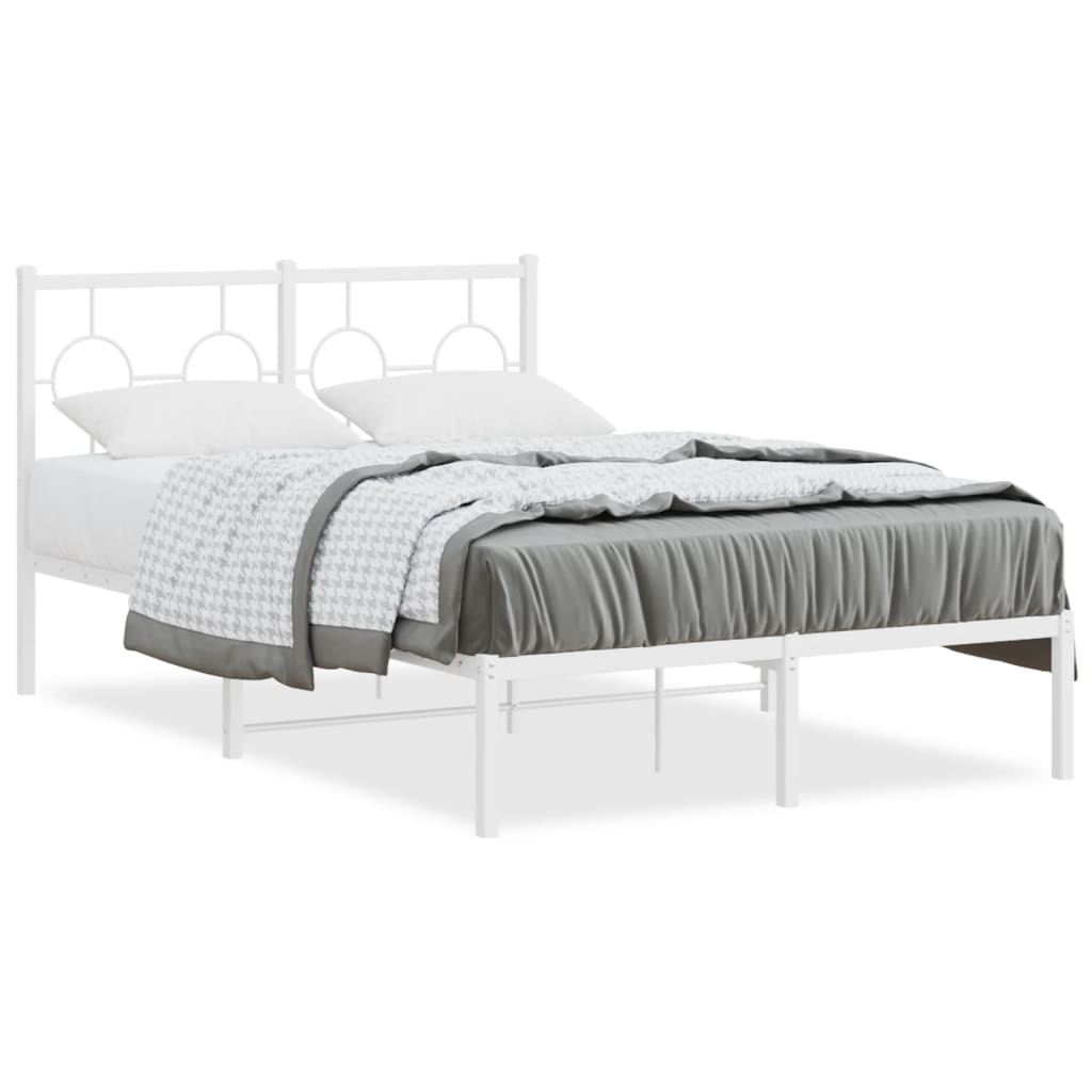 vidaXL Bedframe met hoofdbord metaal wit 120x200 cm, foto 3