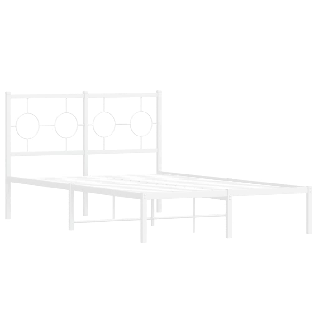 vidaXL Bedframe met hoofdbord metaal wit 120x200 cm afbeelding
