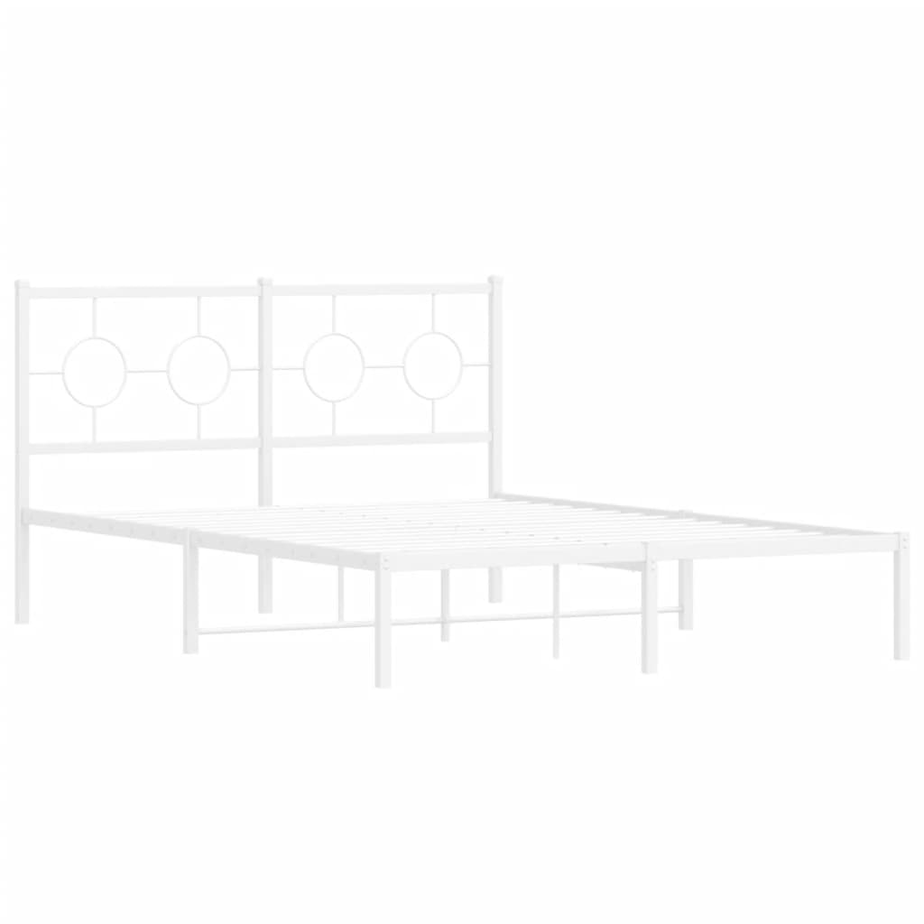 vidaXL Bedframe met hoofdbord metaal wit 140x190 cm, foto 2
