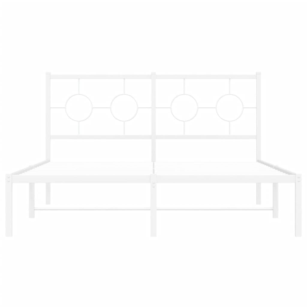 vidaXL Bedframe met hoofdbord metaal wit 140x190 cm, foto 4