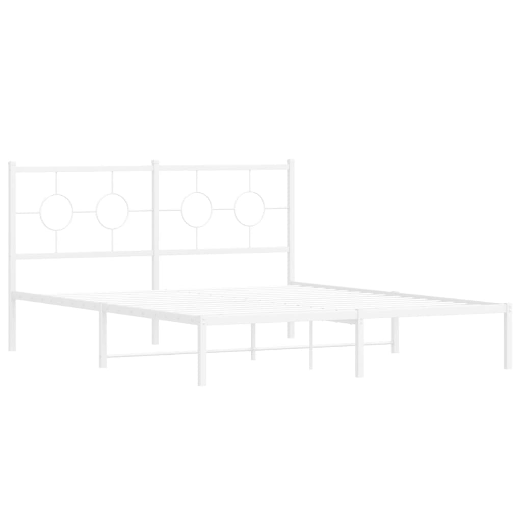vidaXL Bedframe met hoofdbord metaal wit 150x200 cm afbeelding