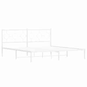 Kovový rám postele s čelem bílý 180 x 200 cm - obrázek 3