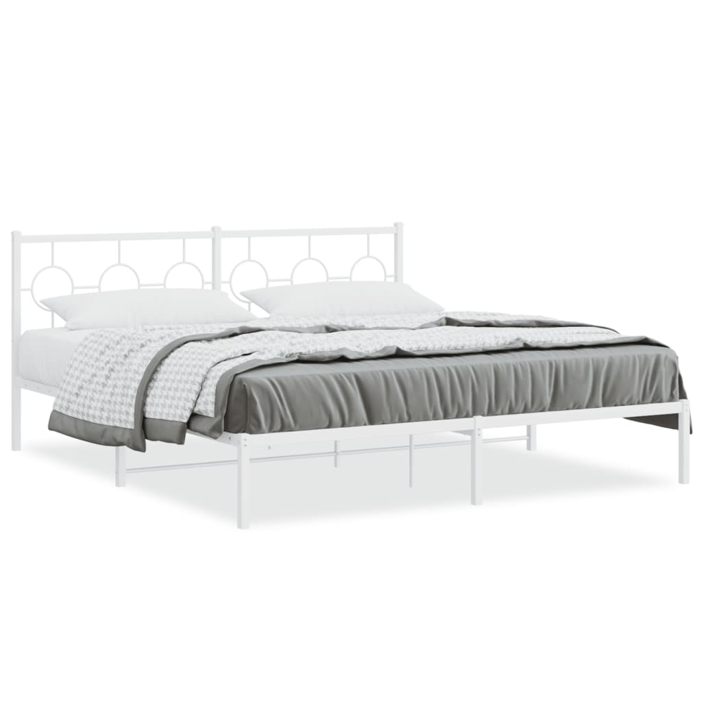 vidaXL Bedframe met hoofdbord metaal wit 183x213 cm, foto 3
