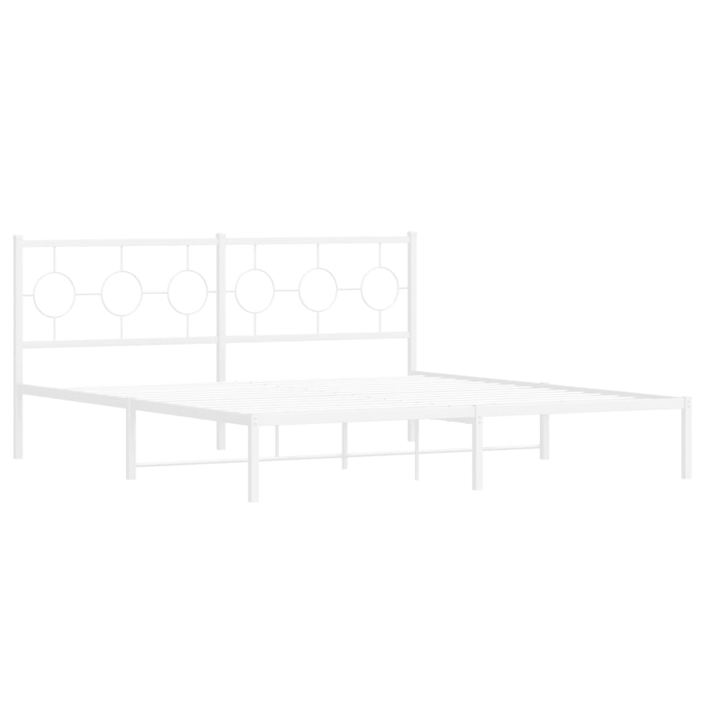 vidaXL Bedframe met hoofdbord metaal wit 183x213 cm, foto 2