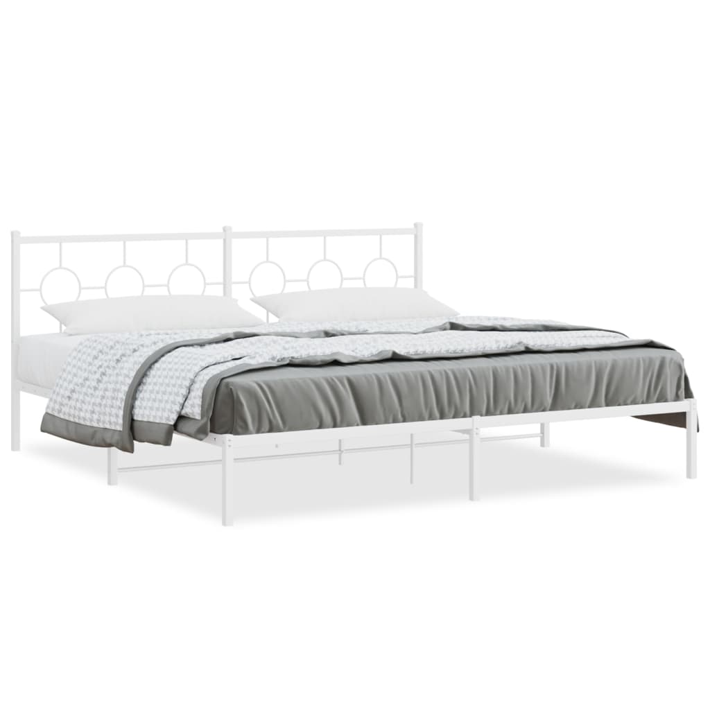vidaXL Bedframe met hoofdbord metaal wit 193x203 cm, foto 3
