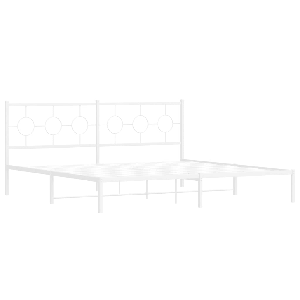 vidaXL Bedframe met hoofdbord metaal wit 193x203 cm, foto 2