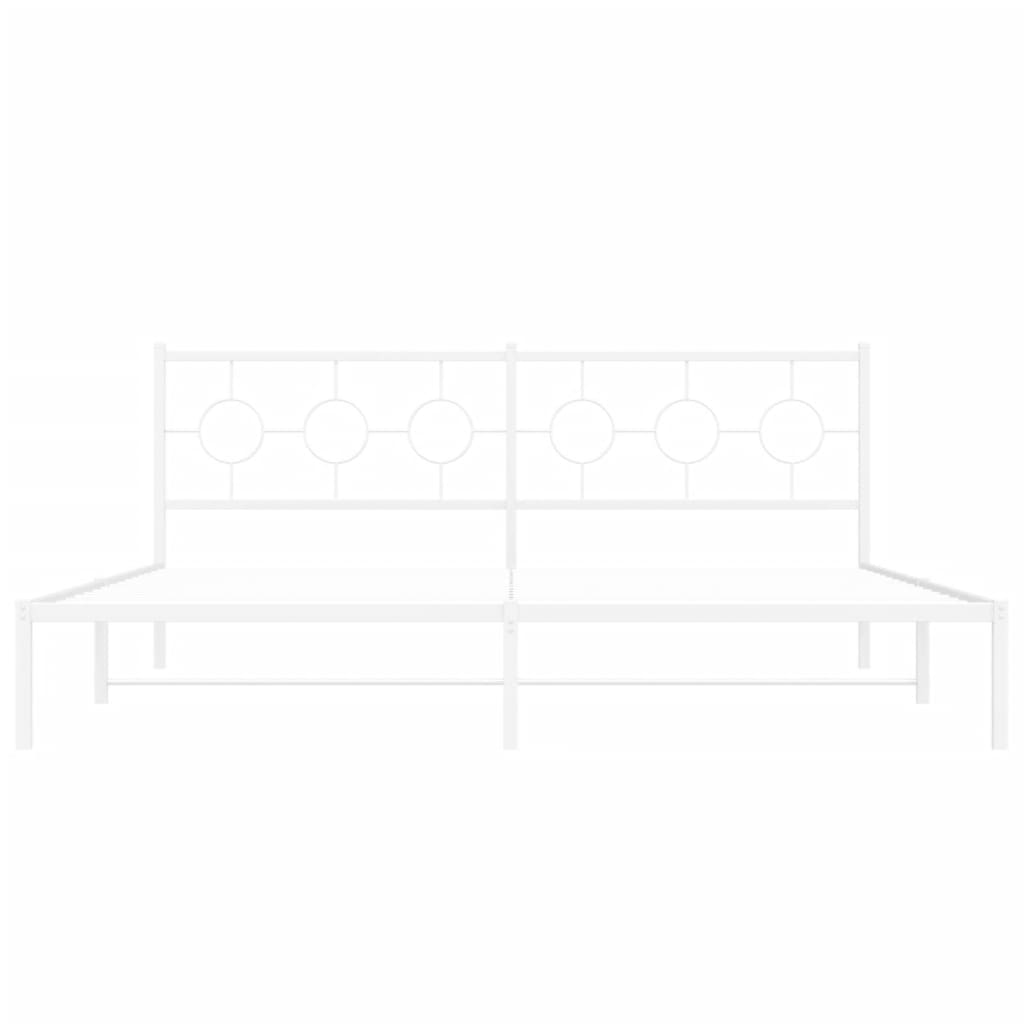 vidaXL Bedframe met hoofdbord metaal wit 193x203 cm, foto 4