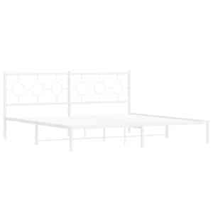 Kovový rám postele s čelem bílý 200 x 200 cm - obrázek 3