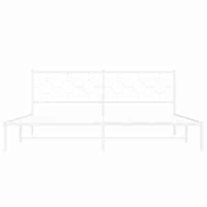 Kovový rám postele s čelem bílý 200 x 200 cm - obrázek 5