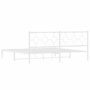 Kovový rám postele s čelem bílý 200 x 200 cm - obrázek 7