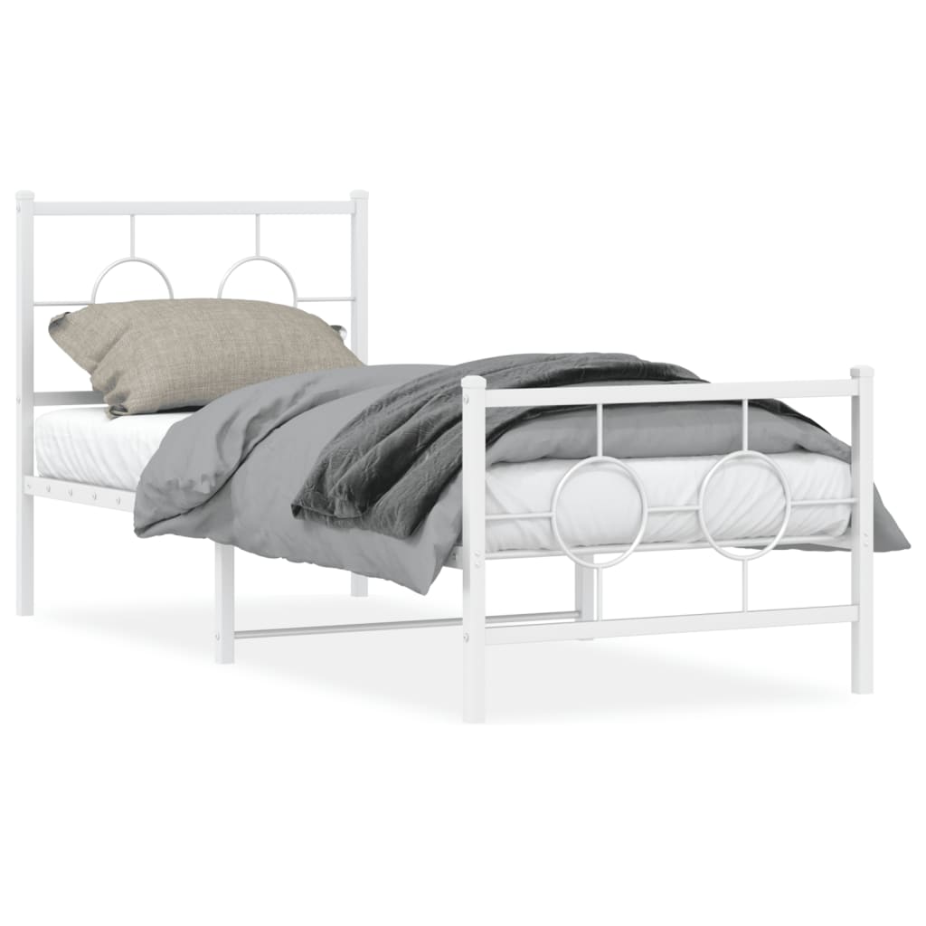 vidaXL Bedframe met hoofd- en voeteneinde metaal wit 80x200 cm, foto 3