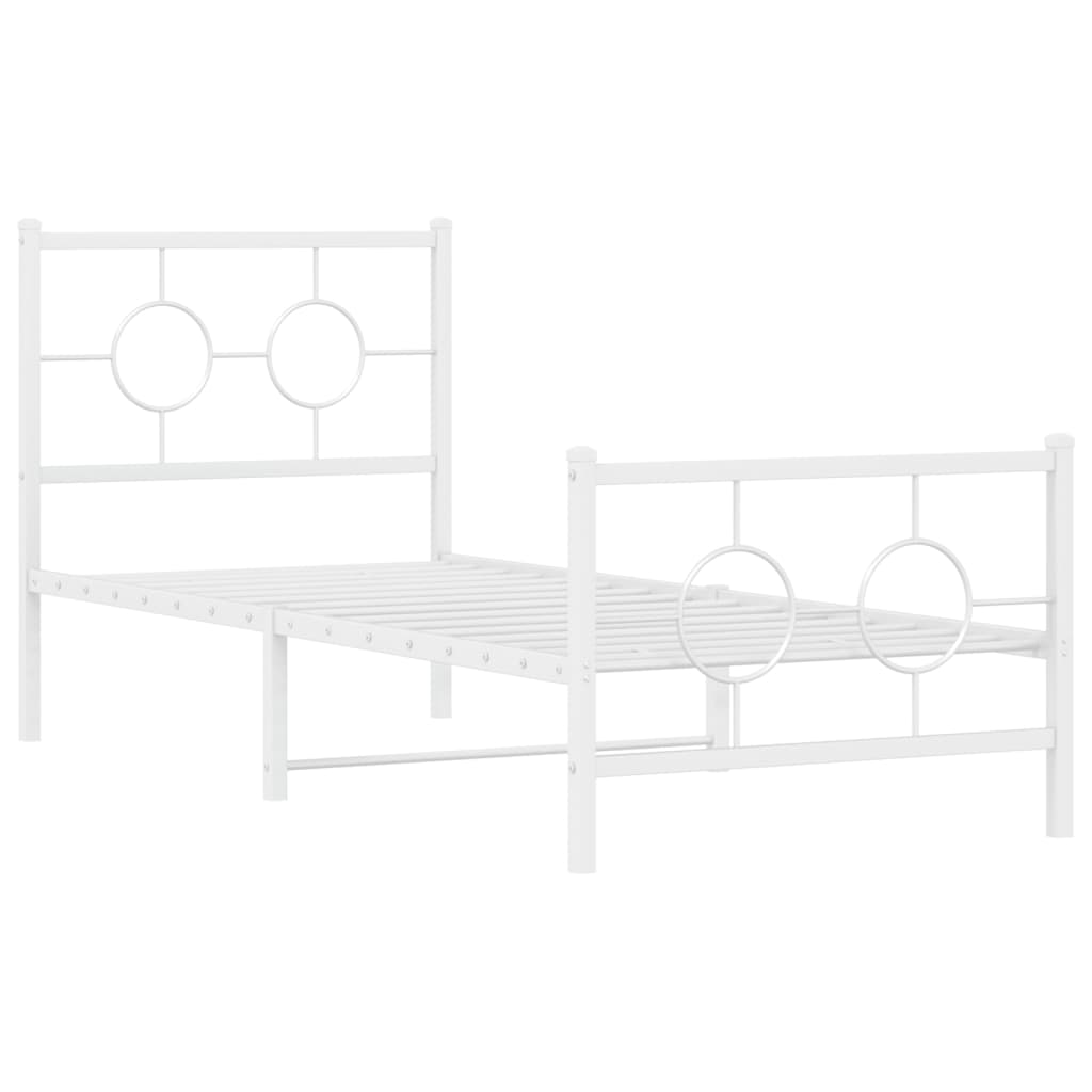 vidaXL Bedframe met hoofd- en voeteneinde metaal wit 80x200 cm, foto 2