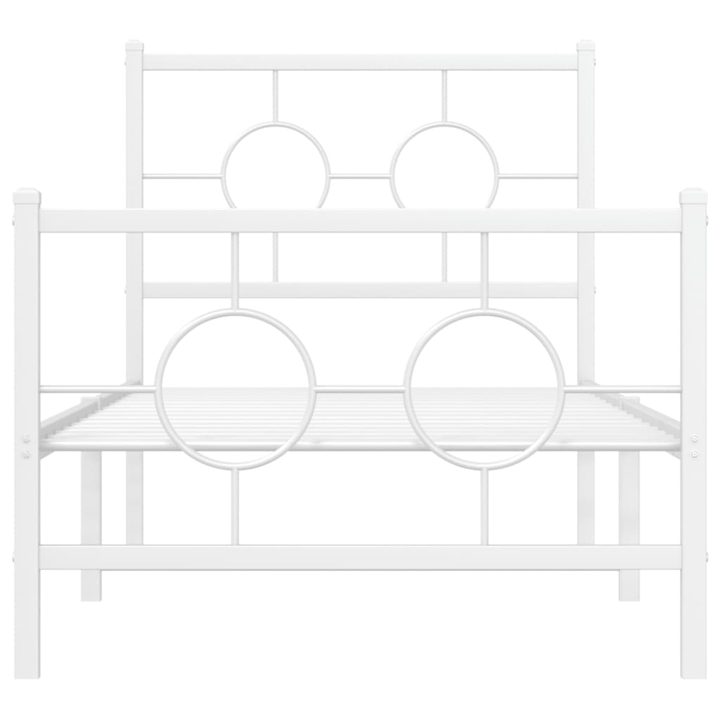 vidaXL Bedframe met hoofd- en voeteneinde metaal wit 80x200 cm, foto 4