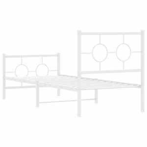 Kovový rám postele s hlavovým a nožním čelem bílý 80 x 200 cm - obrázek 7