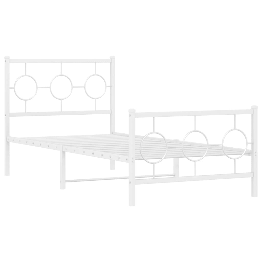 vidaXL Bedframe met hoofd- en voeteneinde metaal wit 90x190 cm, foto 2