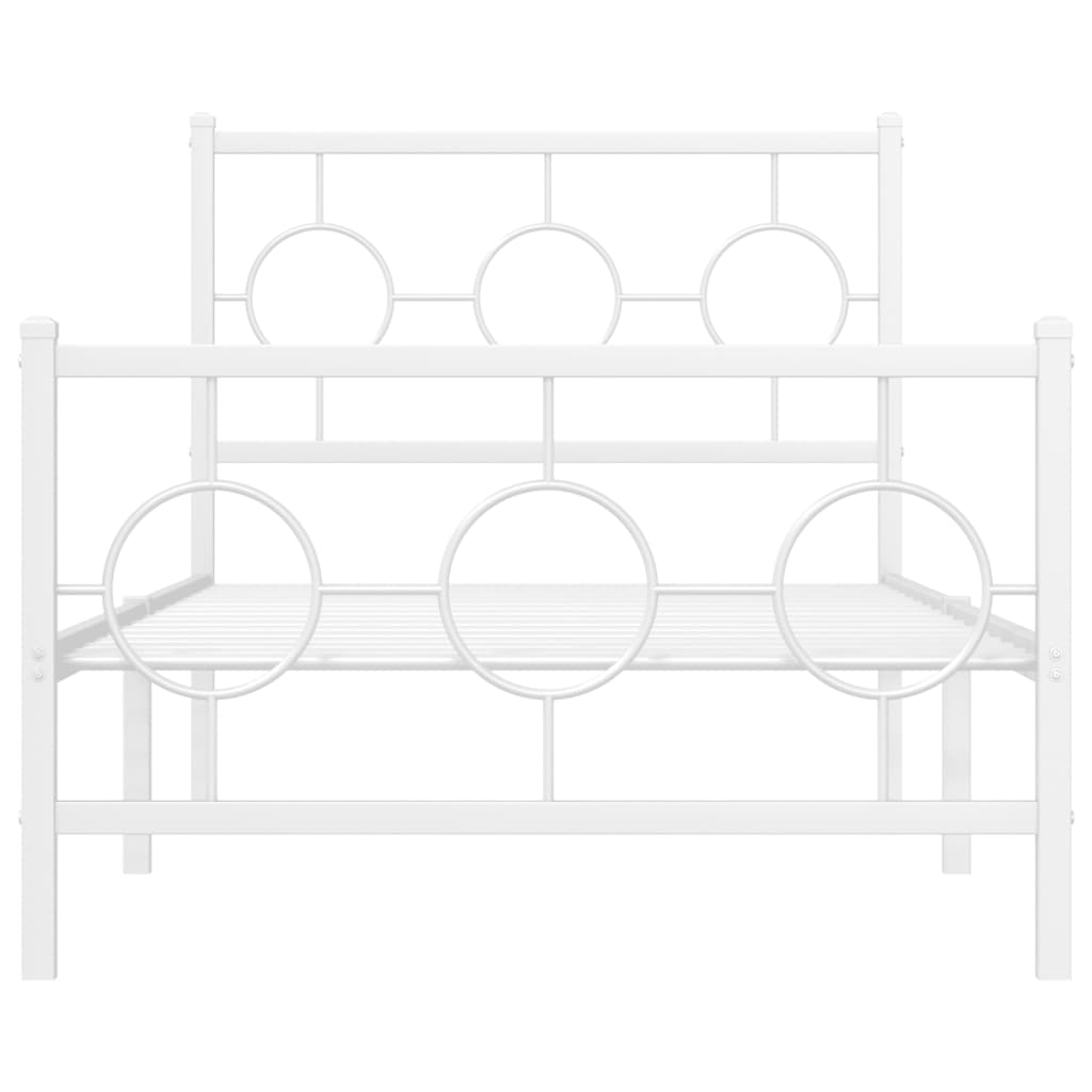vidaXL Bedframe met hoofd- en voeteneinde metaal wit 90x190 cm, foto 4