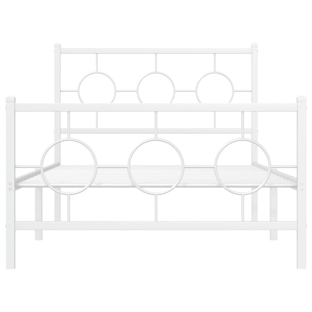 vidaXL Bedframe met hoofd- en voeteneinde metaal wit 100x190 cm, foto 4