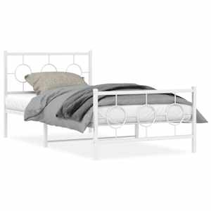 Kovový rám postele s hlavovým a nožním čelem bílý 100 x 200 cm - obrázek 2