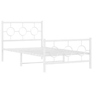 Kovový rám postele s hlavovým a nožním čelem bílý 100 x 200 cm - obrázek 3