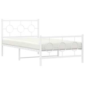Kovový rám postele s hlavovým a nožním čelem bílý 100 x 200 cm - obrázek 4