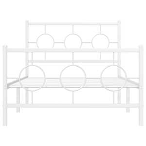 Kovový rám postele s hlavovým a nožním čelem bílý 100 x 200 cm - obrázek 5